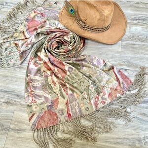 Southwestern SILK Boho Earthy Tones Scarf | Fringe Country Vibe